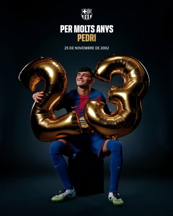 Barcelona chính thức chúc Pedri sinh nhật lần thứ 23 vui vẻ. Người chơi đã chơi 215 trận và giành được 6 danh hiệu kể từ khi gia nhập.